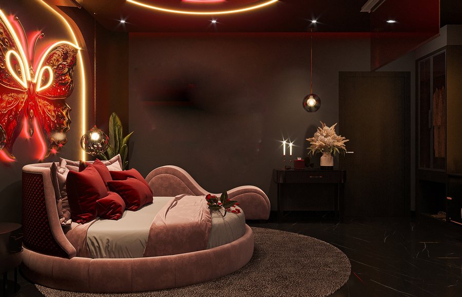 Thiết kế khách sạn chủ đề Butterfly Dream Phòng ngủ phong cách lãng mạn