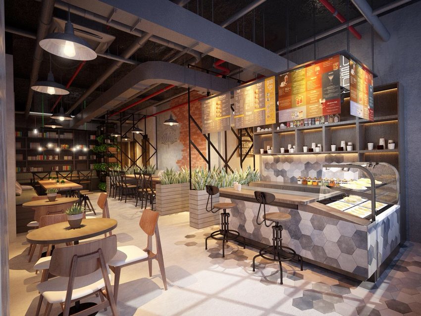 Thiết kế thi công quán cafe phong cách industrial hiện đại, độc đáo.