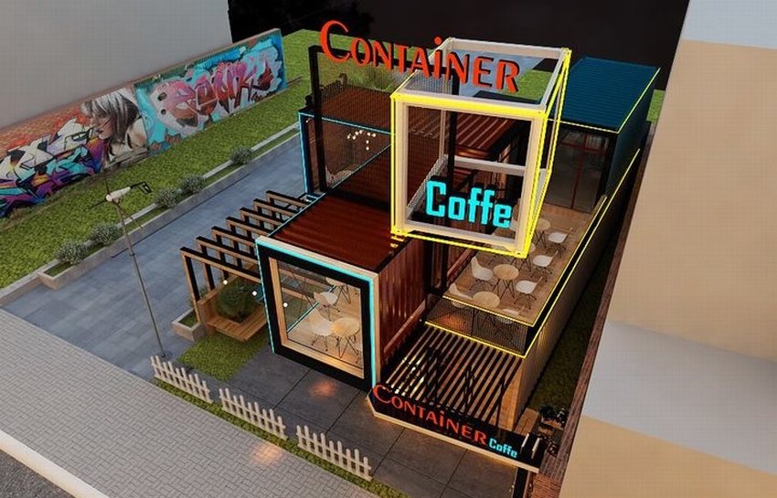 Thiết kế thi công quán cafe Container 2 tầng độc đáo – Xu hướng khởi nghiệp hiện đại 1