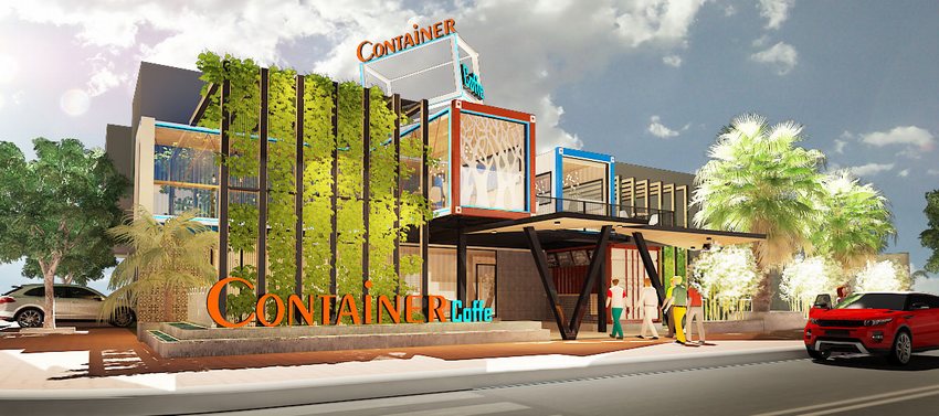 Thiết kế – Thi công quán Cafe Container 2 tầng độc đáo, hiện đại và xanh mát 1