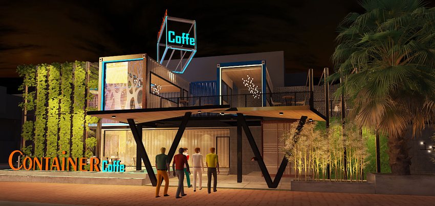 Thiết kế – Thi công quán Cafe Container 2 tầng độc đáo, hiện đại và xanh mát 3