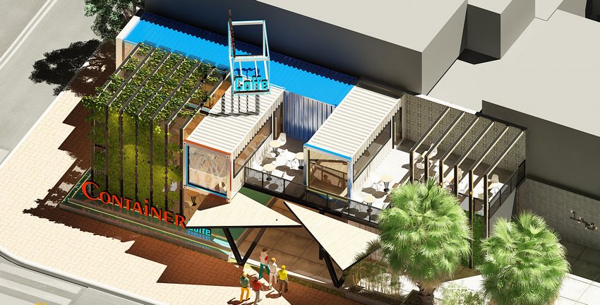 Thiết kế – Thi công quán Cafe Container 2 tầng độc đáo, hiện đại và xanh mát 5
