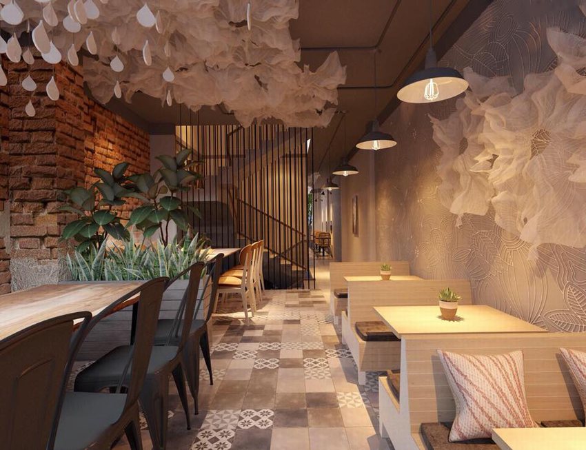 Thiết kế nội thất quán cafe trà sữa phong cách hiện đại, sang trọng