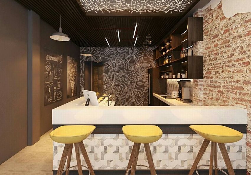 Thi công nội thất quán cafe với vật liệu gỗ và sắt hiện đại. 1