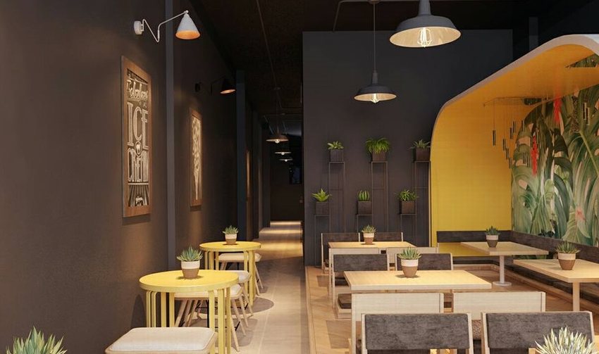 Thi công nội thất quán cafe với vật liệu gỗ và sắt hiện đại. 2