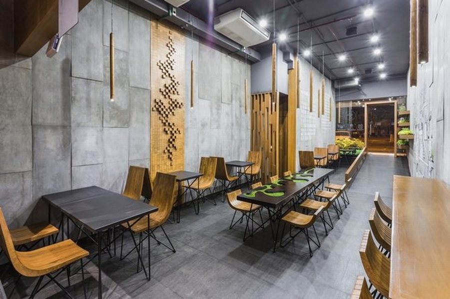 Tham Khảo Ý Tưởng Thiết Kế Thi Công Nội Thất Nhà Hàng Phong Cách Tối Giản Hiện Đại 767676