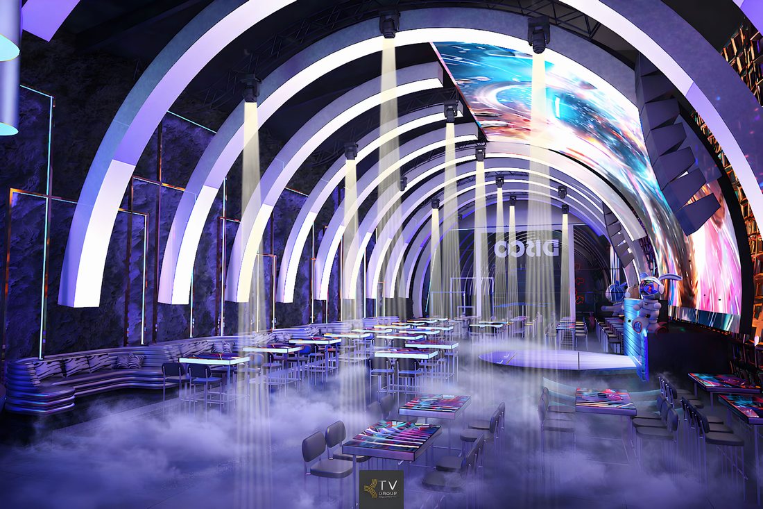 Thiết kế thi công Beer Club trọn gói với không gian vòm ánh sáng hiện đại, sân khấu LED trung tâm hoành tráng, mang đến trải nghiệm giải trí đẳng cấp thu hút khách 2026. 