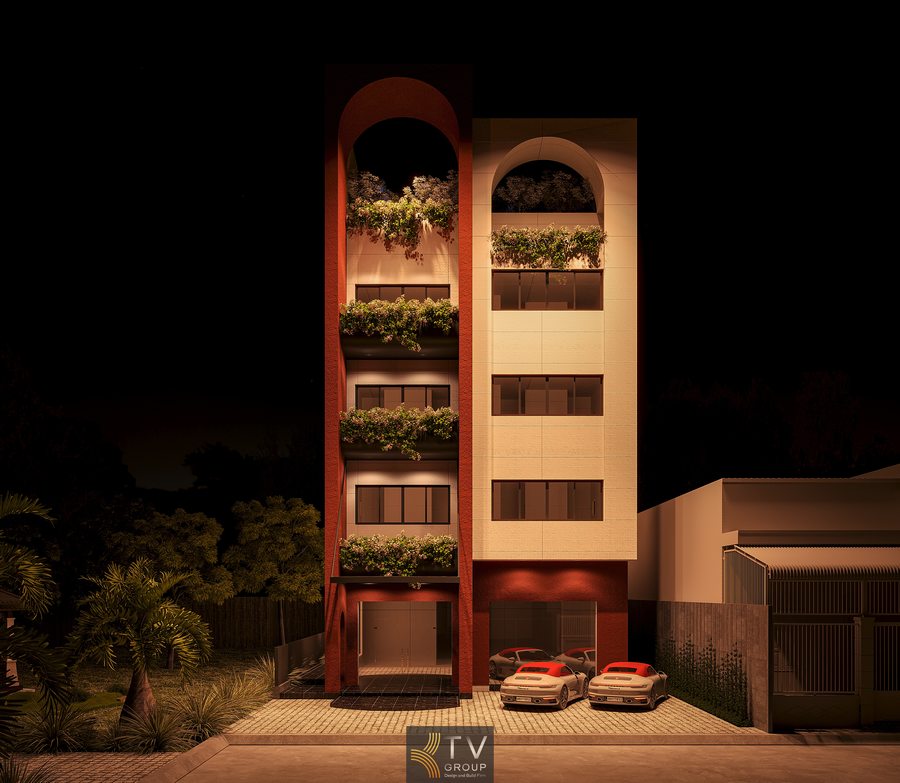 Thiết kế khách sạn nhỏ gọn với mặt tiền tối giản