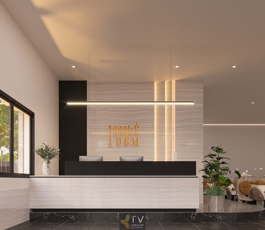 Thiết kế tiếp tân khách sạn tối ưu diện tích và công năng Không gian khách sạn với ánh sáng tự nhiên và thiết kế tối giản Sảnh khách sạn hiện đại với không gian rộng và thoáng