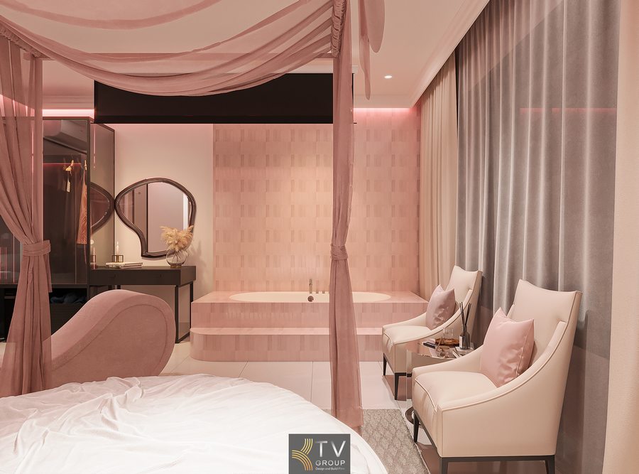 Không gian mở kết hợp phòng ngủ và khu tắm giúp nâng cao trải nghiệm và tăng tính tiện nghi