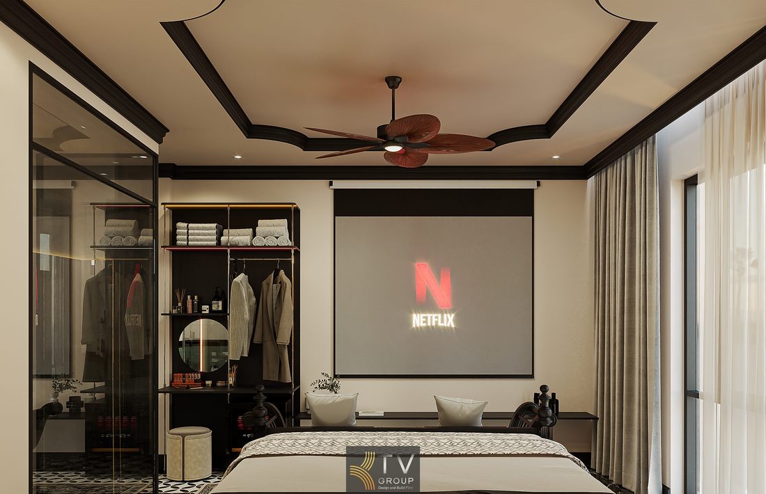 nội thất phòng khách sạn cao cấp với ghế sofa bọc nỉ và sàn họa tiết tạo nên không gian sang trọng và thu hút