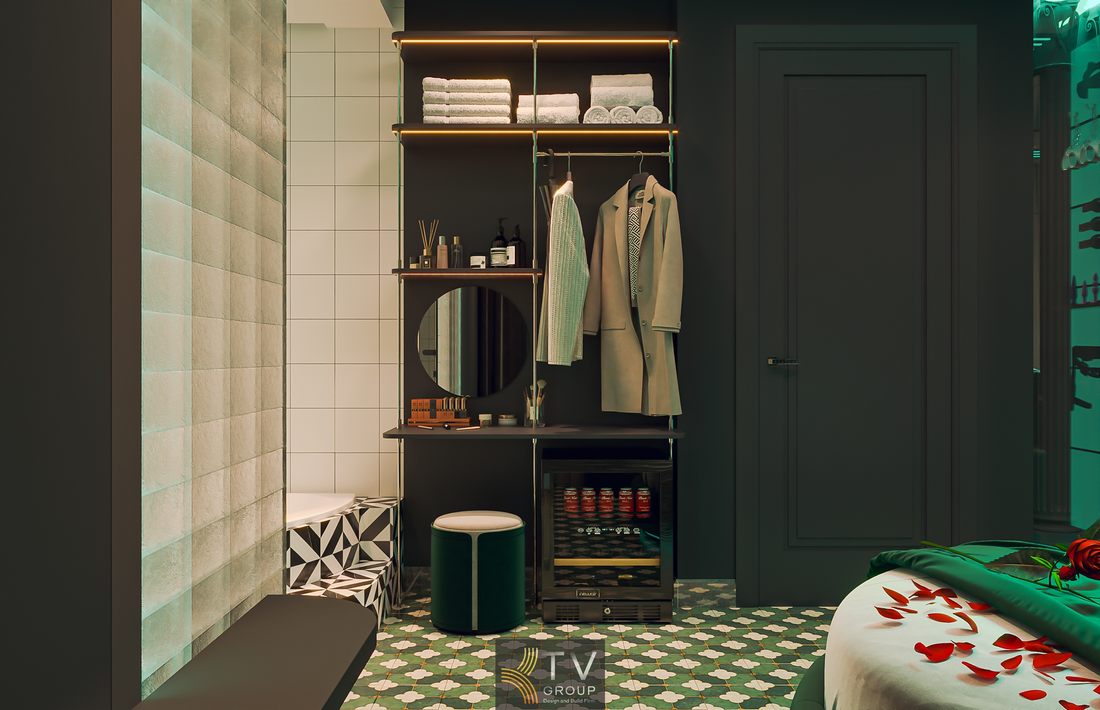 Thiết kế thi công nội thất phòng khách sạn hiện đại với ánh sáng LED, giường tròn và decor tinh giản, mang đến không gian nghỉ dưỡng đẳng cấp, dễ vận hành và phù hợp xu hướng thị trường.