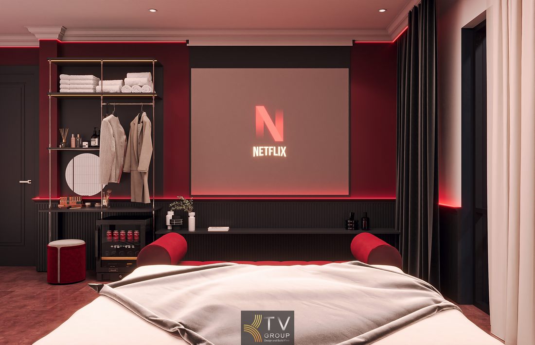 Thiết kế thi công phòng khách sạn phong cách romantic ánh đỏ sang trọng, tối ưu trải nghiệm lưu trú, gia tăng giá trị khai thác phòng nhanh chóng