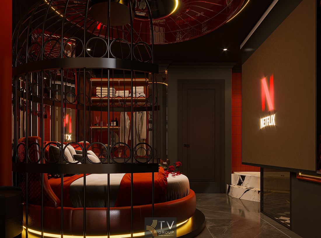 Phòng khách sạn sang trọng với giường tròn 