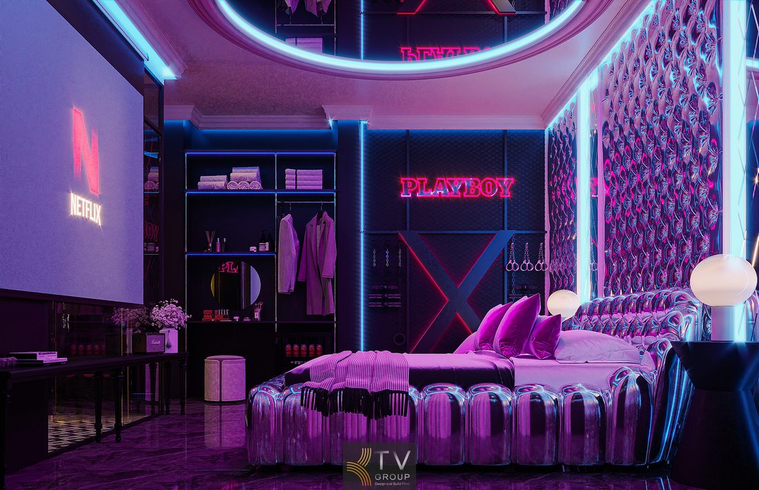 Phòng khách sạn đẹp với ánh sáng LED đổi màu