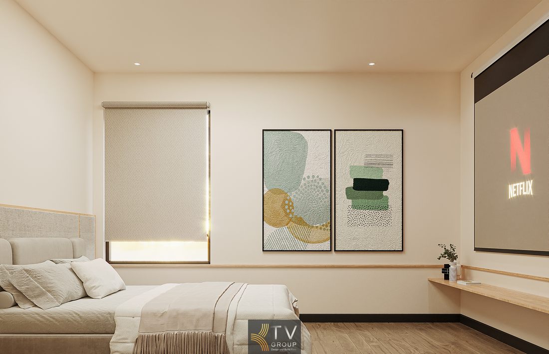 Phòng khách sạn phong cách hiện đại với không gian mở