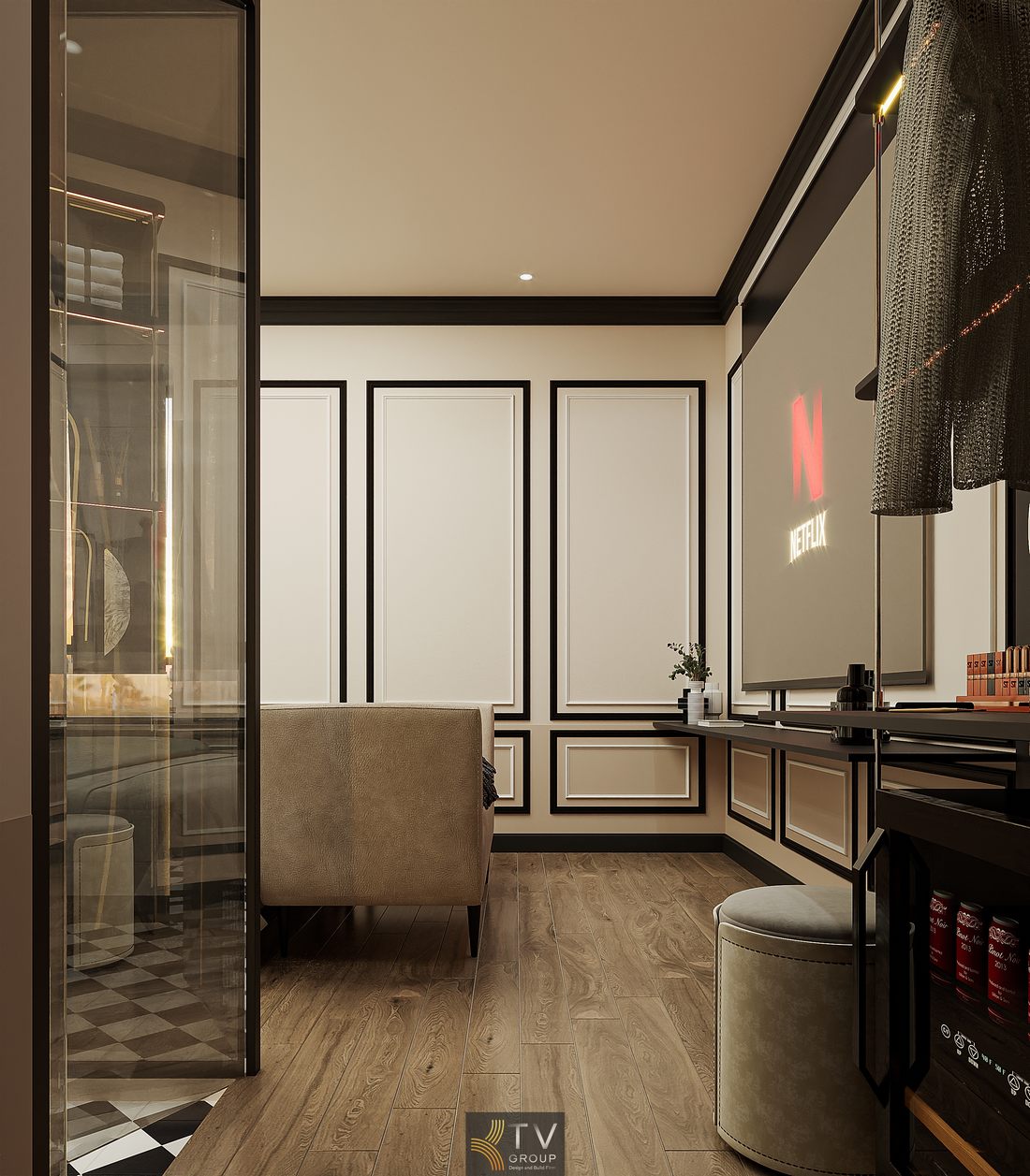 phòng khách sạn hiện đại ánh sáng led nghệ thuật 