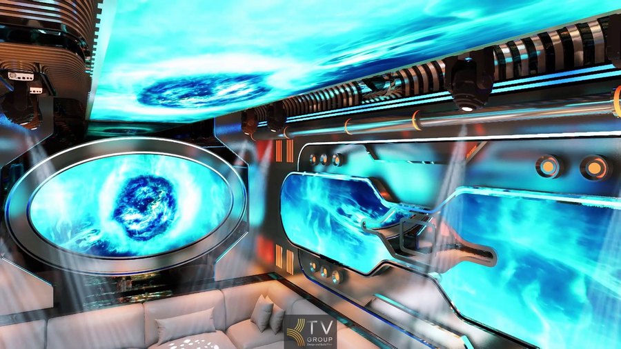Báo giá thi công karaoke KTV Futuristic Đà Lạt với hệ trần LED chuyển động, ánh sáng sân khấu, nội thất cao cấp, tạo không gian giải trí độc đáo và thu hút khách hàng. 