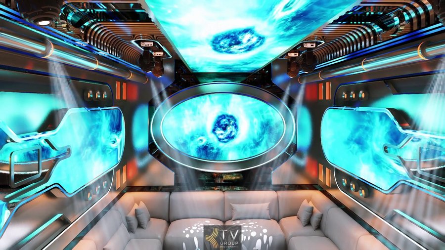 Thiết kế thi công karaoke KTV Đà Lạt phong cách Futuristic với hệ ánh sáng LED thông minh, không gian công nghệ cao, phù hợp mô hình kinh doanh karaoke cao cấp. 