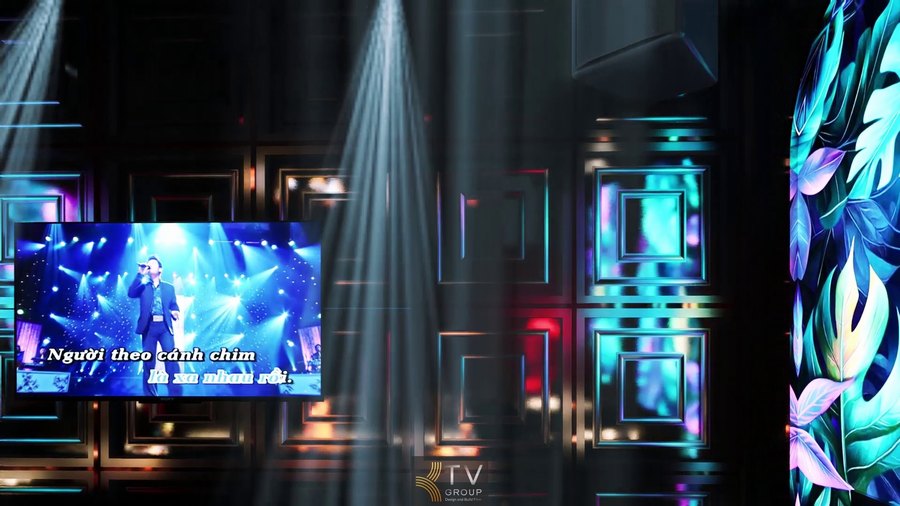 Mẫu thi công karaoke tại Bảo Lộc với concept Tropical kết hợp Luxury, sử dụng vật liệu cao cấp, ánh sáng đa lớp và bố trí nội thất tối ưu cho không gian VIP. 
