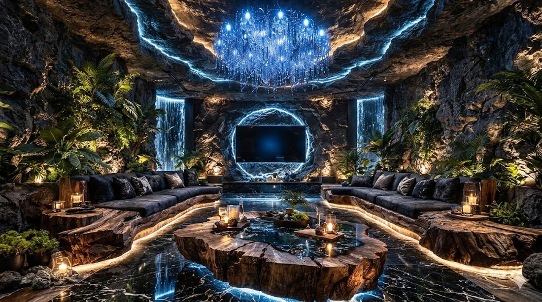 Thiết kế karaoke KTV phong cách Jungle Lounge không gian hang đá sang trọng