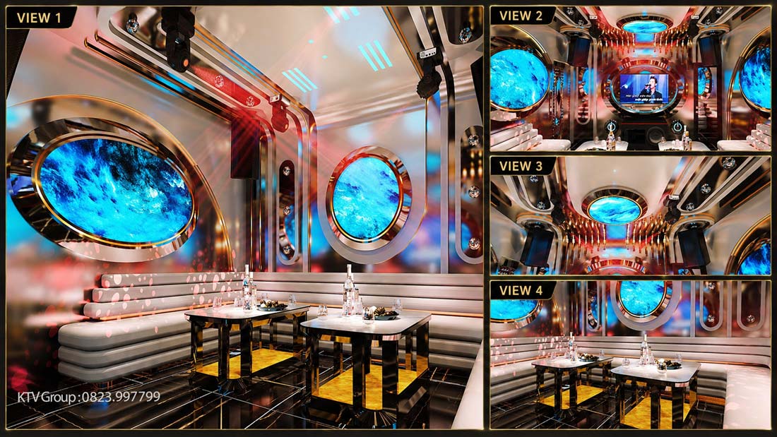 Thiết kế Phòng VIP 09 HAPPY 7 Bistro KTV phong cách không gian tương lai với nội thất hiện đại.