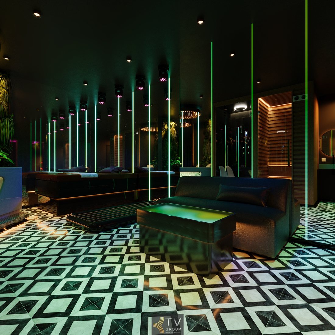 Thiết kế phòng massage VIP cao cấp với giường lớn, sofa thư giãn, ánh sáng nghệ thuật và bố trí không gian hiện đại chuẩn Luxury  Không gian massage VIP Quận 1 với phòng xông hơi kính, lavabo riêng, ánh sáng LED nổi bật và nội thất sang trọng  Mẫu phòng massage VIP Luxury tại TP.HCM với ánh sáng xanh, giường massage trung tâm, bồn tắm và thiết kế tối ưu diện tích