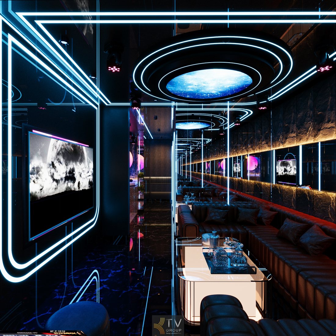 Không gian spa karaoke cao cấp tại TP.HCM với ánh sáng nghệ thuật, vật liệu cao cấp và thiết kế hiện đại 