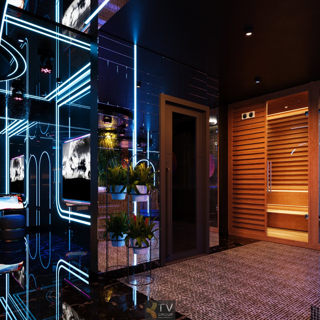 Thiết kế spa massage karaoke Quận 1 với bố trí không gian tối ưu và nội thất hiện đại  Không gian spa karaoke cao cấp với phòng xông hơi và bồn tắm sang trọng  Thiết kế nội thất spa massage kết hợp karaoke với ánh sáng đỏ tím và vật liệu cao cấp 