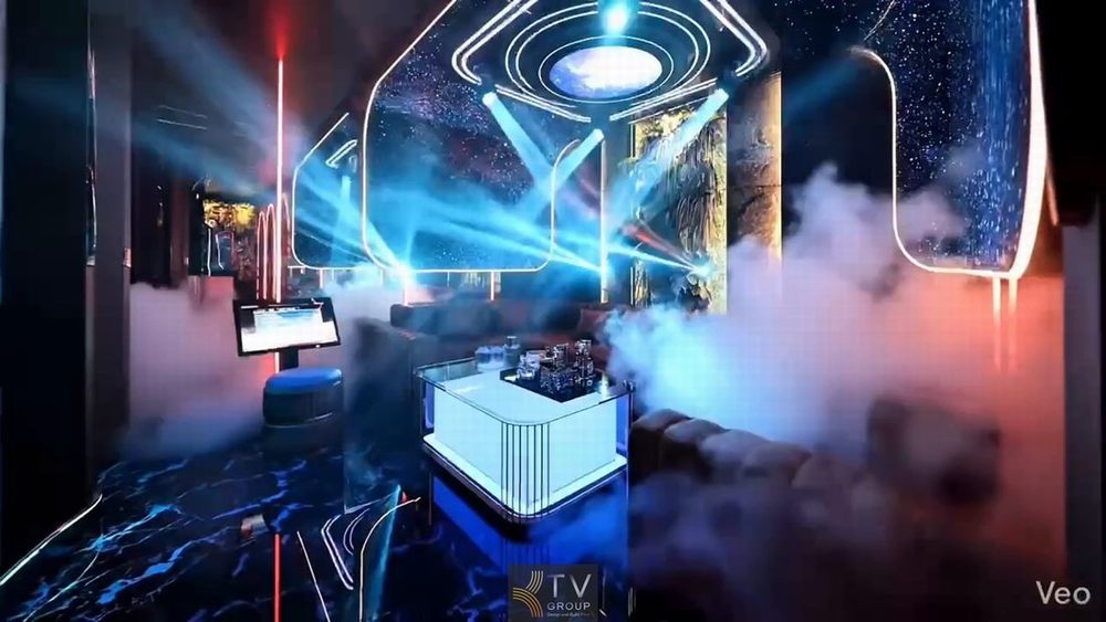 Mẫu thiết kế spa massage kết hợp karaoke KTV với nội thất sang trọng, ánh sáng neon nổi bật và bố trí không gian hợp lý cho mô hình kinh doanh cao cấp