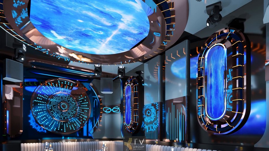 Thi công karaoke tại Bình Dương nổi bật với phong cách công nghệ hiện đại, sử dụng ánh sáng LED 3D kết hợp thiết kế không gian tương lai, tạo hiệu ứng thị giác ấn tượng và trải nghiệm giải trí đẳng cấp cho khách hàng.