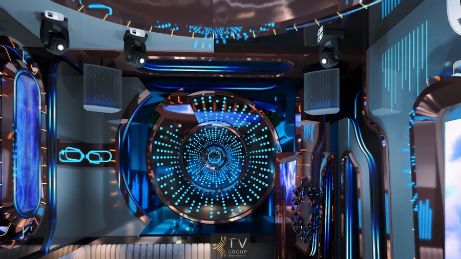 Thiết kế karaoke công nghệ cao tại Bình Dương tập trung vào hiệu ứng ánh sáng chuyển động, tạo chiều sâu không gian và mang lại cảm giác như đang ở trong một thế giới giải trí hiện đại.