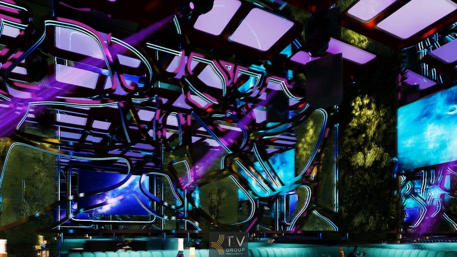 Thi công karaoke tại Biên Hòa Đồng Nai phong cách công nghệ hiện đại với ánh sáng LED 3D rực rỡ, thiết kế không gian futuristic ấn tượng, tạo trải nghiệm giải trí cao cấp và thu hút khách hàng trẻ. 