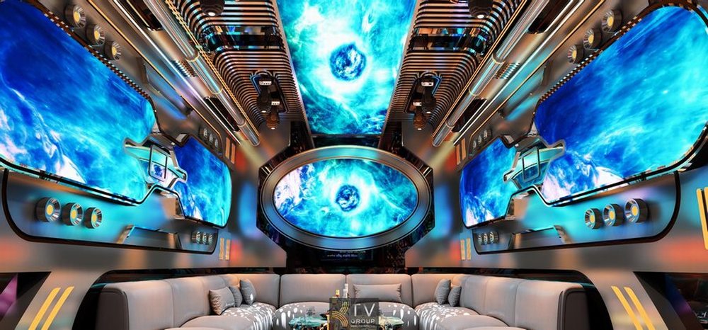 Thiết kế karaoke phong cách hiện đại với nội thất cao cấp và hệ thống ánh sáng LED tạo điểm nhấn không gian.  23. Không gian karaoke sang trọng với sofa karaoke cao cấp và hệ thống ánh sáng trang trí hiện đại. 