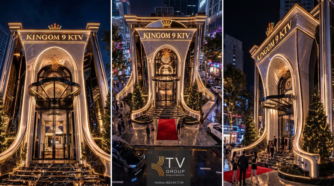 Thiết kế thi công karaoke phong cách tân cổ điển LED – giải pháp mặt tiền đẳng cấp, tối ưu nhận diện thương hiệu và trải nghiệm khách hàng. 