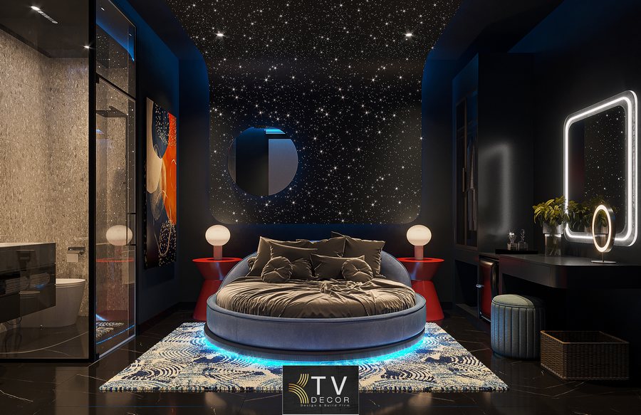 Dự Án Thiết Kế & Thi Công Phòng Khách Sạn Chủ Đề Lãng Mạn Phong Cách Vũ Trụ – KTV Group