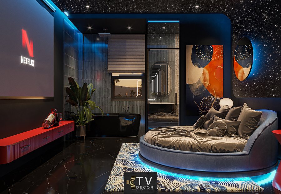 Thiết Kế Thi Công Phòng Khách Sạn Lãng Mạn – Phong Cách Vũ Trụ | KTV Group