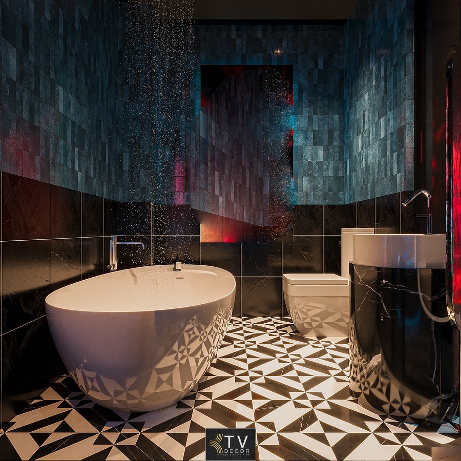 Không gian được thiết kế với tông xanh đậm, nhấn mạnh sự thư thái và sang trọng. Điểm đặc trưng của căn phòng là sự kết hợp giữa ánh sáng LED hiện đại và chất liệu màn rèm mềm mại, tạo nên cảm giác vừa riêng tư vừa nghệ thuật. 44