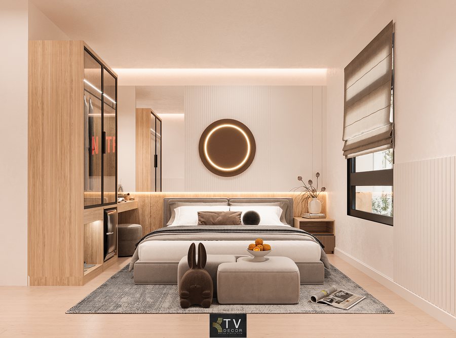 Mẫu phòng khách sạn chủ đề tình yêu chuẩn xu hướng 2025–2026 với phong cách tối giản hiện đại và ánh sáng cảm xúc từ KTV GROUP