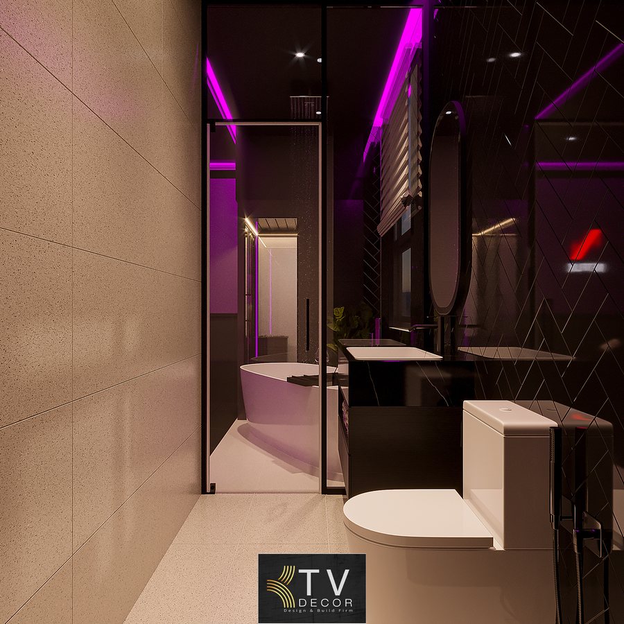 Thiết kế phòng khách sạn phong cách neon hiện đại – KTV GROUP 333