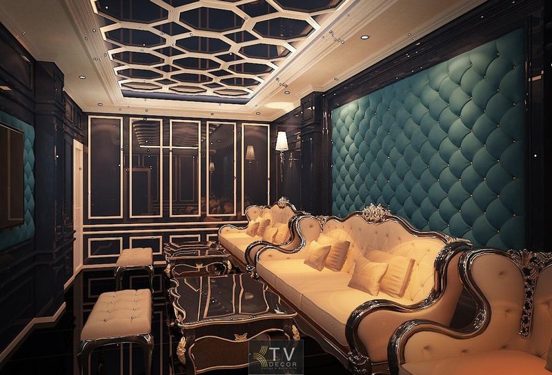 KTV DESIGN – Mẫu phòng karaoke tân cổ điển sang trọng với sofa dát vàng 1