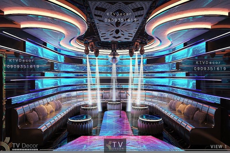 KTV Design – Phòng karaoke hiện đại ánh sáng LED 3D 1