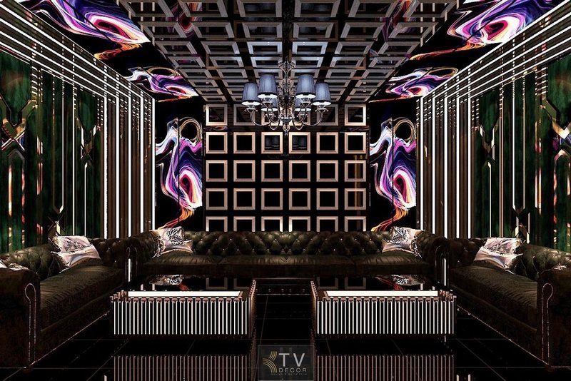 Alt: KTV Design Karaoke sang trọng với sofa da, ánh sáng đẳng cấp