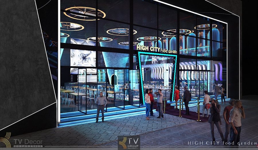 Mô hình Beer Food Garden tại Buôn Ma Thuột nổi bật với thiết kế mặt tiền kính – ánh sáng – kiến trúc mở, tạo điểm nhấn nhận diện mạnh cho thương hiệu. 