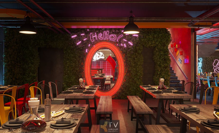 6. Không gian beer garden được tổ chức khoa học với lối đi rộng, bàn ghế sắp xếp đều, đảm bảo thuận tiện di chuyển, phục vụ và vận hành trong giờ cao điểm. 