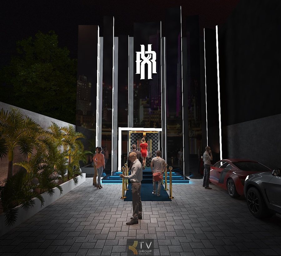 Thiết kế thi công Lounge Bar tại Biên Hòa Đồng Nai với mặt tiền hiện đại, ánh sáng cao cấp, tối ưu công năng kinh doanh và nhận diện thương hiệu ban đêm.