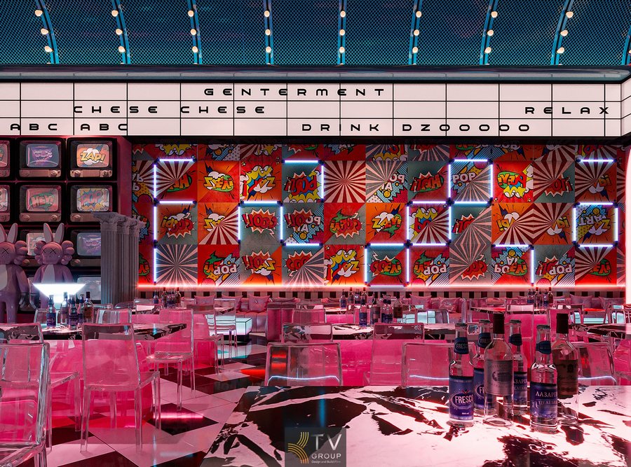 Mô hình bar disco với ánh sáng phản chiếu từ hàng trăm quả cầu Thiết kế thi công không gian giải trí đa năng kiểu disco hiện đại