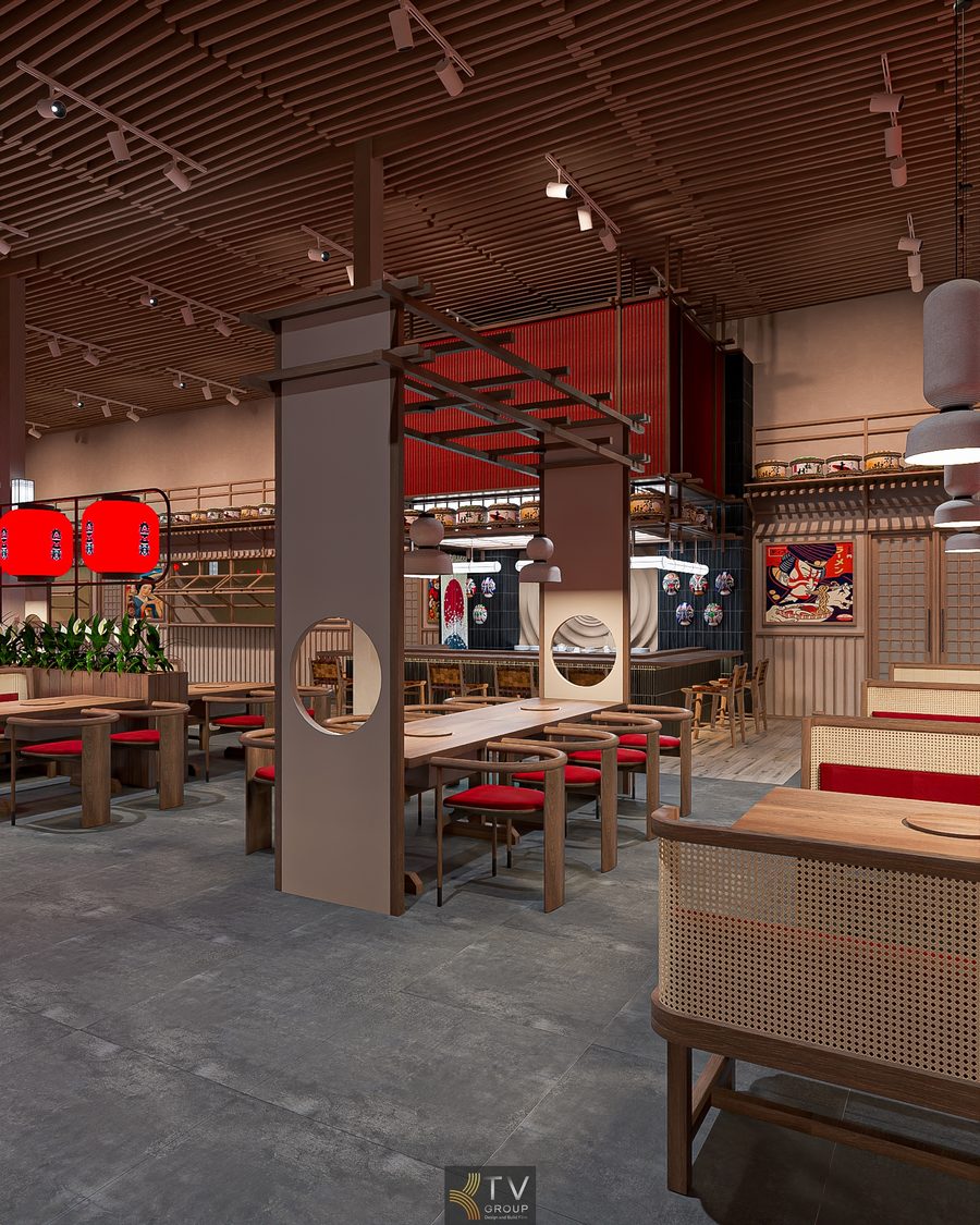 Thiết kế tổng thể JAPAN BBQ GARDEN mang lại cảm giác như một khu phố ẩm thực Nhật Bản thu nhỏ.