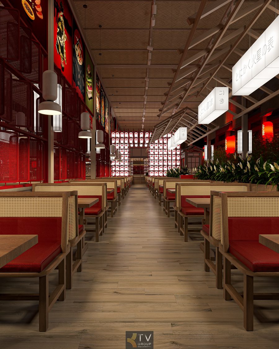 Thiết kế nhà hàng Japan BBQ Garden không gian mở, kết hợp gỗ tự nhiên, đá sỏi và cây xanh hài hòa 2