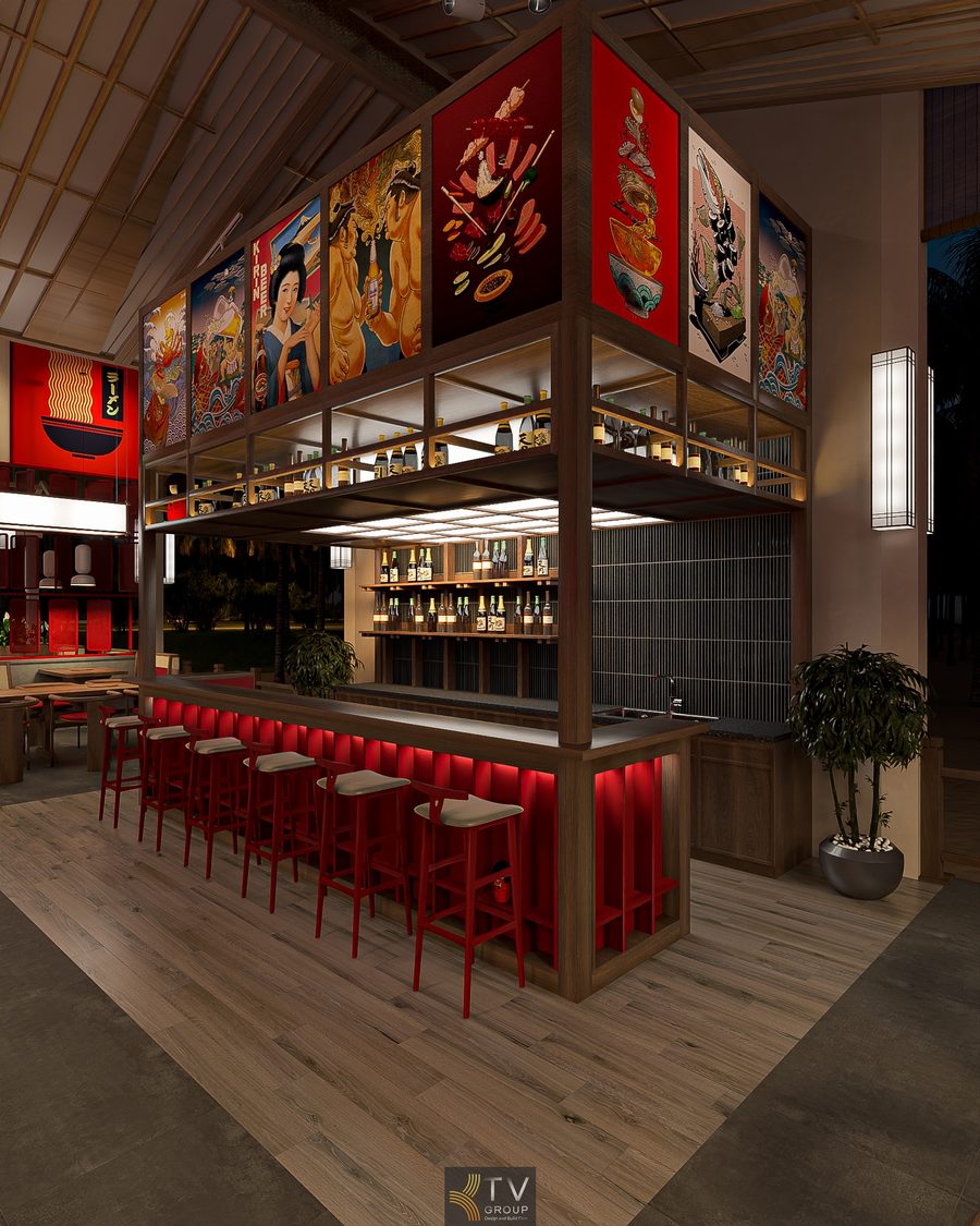 Thiết Kế Nhà Hàng Nhật BBQ Japan Garden | Góc Quầy Bar Phong Cách Nhật